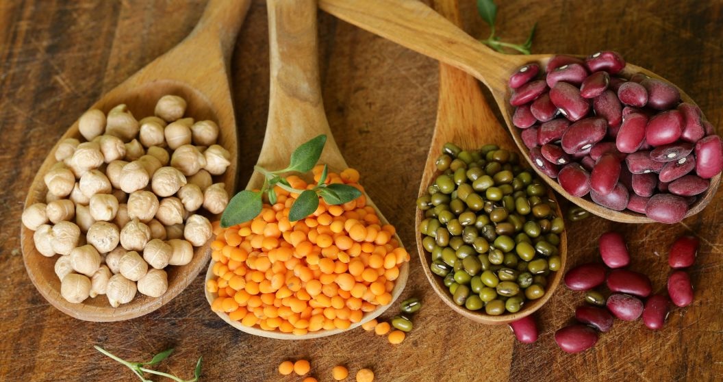 Lentils, chickpeas, and black beans